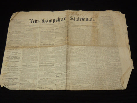 1848 JUNE 2 NEW HAMPSHIRE STATESMAN NEWSPAPER - HANS C. ANDERSEN - NP 3297F