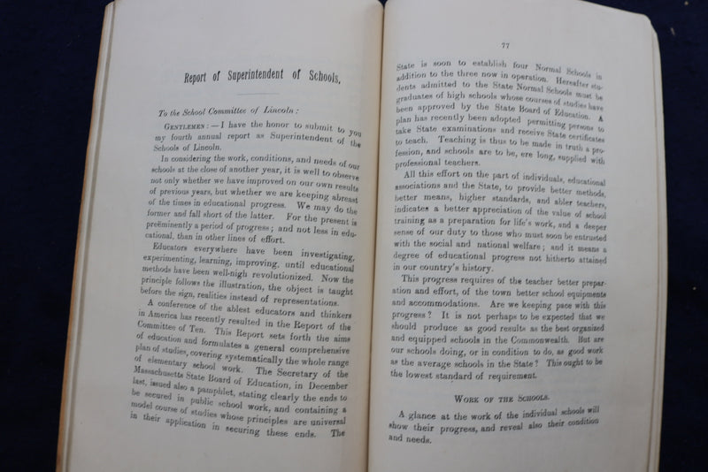1894-1895 TOWN OF LINCOLN OFFICERS & SCHOOL COMMITTEE REPORT SOFTCOVER - K 794