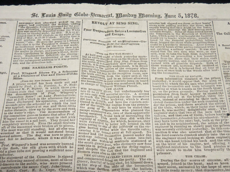 1876 JUNE 5 ST. LOUIS GLOBE DEMOCRAT NEWSPAPER - BASEBALL - SING SING - NP 4827