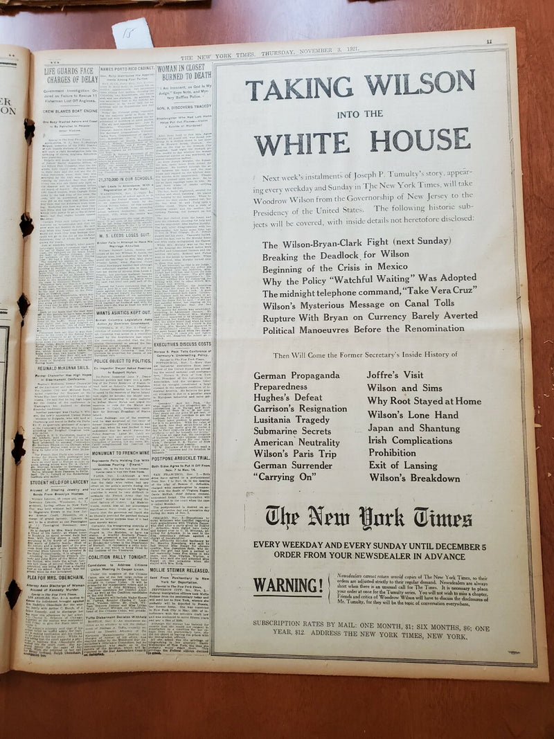 1921 NOVEMBER 3 NEW YORK TIMES NEWSPAPER-MILK DEALERS REJECT ARBITRATION-NT 8026