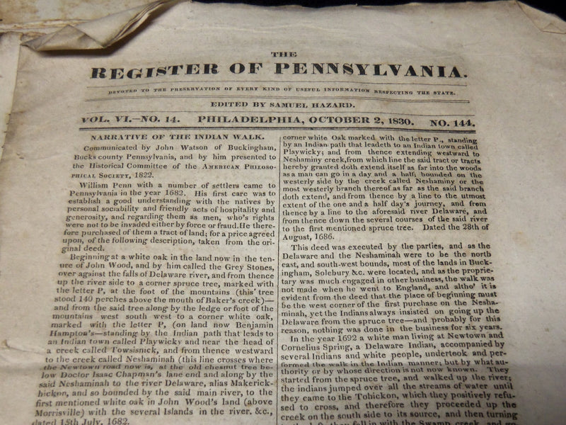 1830-1831 HAZARD'S THE REGISTER OF PENNSYLVANIA MAGAZINES LOT OF 42 - O 1797