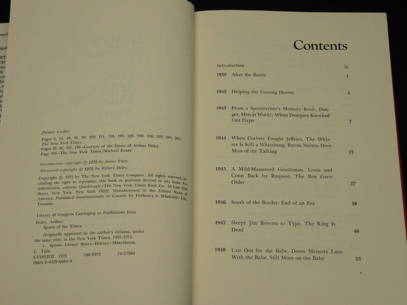 1975 THE ARTHUR DALEY YEARS HARDCOVER BOOK INSCRIBED BY JAMES TUITE - D 536