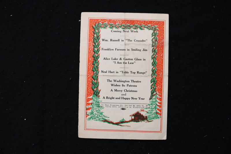 1920'S WASHINGTON THEATRE PROGRAM - MOONSHINE VALLEY - WILLIAM FARNUM - K 1826