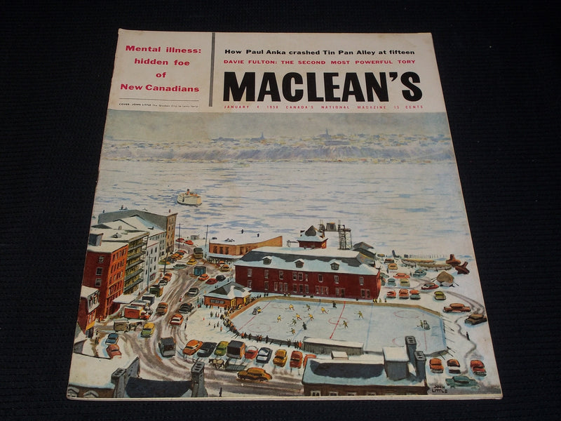 1958 JANUARY 4 MACLEAN'S MAGAZINE - NICE ILLUSTRATED FRONT COVER - E 4546