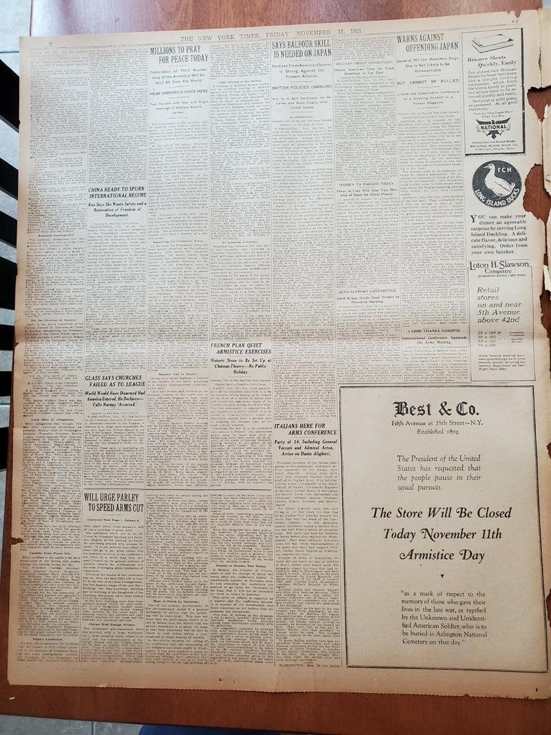 1921 NOV 11 NEW YORK TIMES - 90,000 PAY HONOR TO UNKNOWN LYING IN STATE- NT 8018