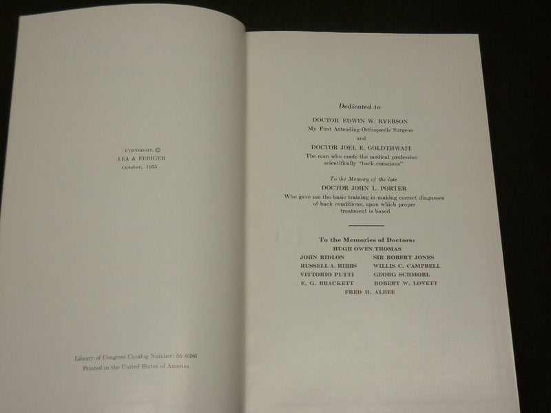 1955 THE BACK AND ITS DISK SYNDROMES BOOK BY PHILIP LEWIN M. D. - KD 6288