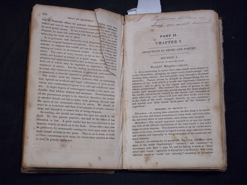 1834 ESSAY ON ELOCUTION BOOK BY SAMUEL KIRKHAM - KD 2757K