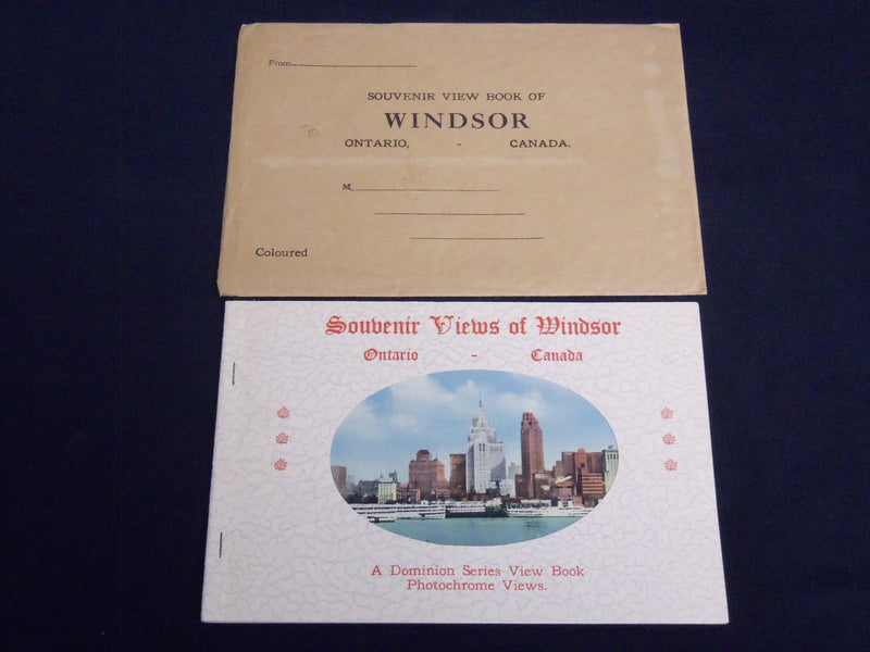 1940'S SOUVENIR VIEWS OF WINDSOR ONTARIO BOOK WITH ENVELOPE - J 8532