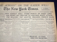 1918 APRIL 9 NEW YORK TIMES - GERMAN SHELL STORM BURSTS ON HAIG'S LINES- NT 8206