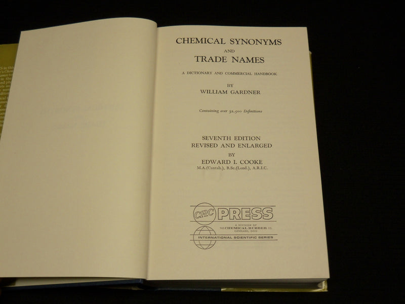 1971 CHEMICAL SYNONYMS AND TRADE NAMES HARDCOVER HANDBOOK - KD 7459