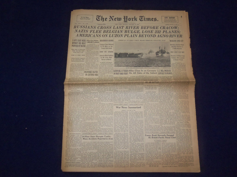 1945 JAN 15 NEW YORK TIMES - RUSSIANS CROSS LAST RIVER BEFORE CRACOW - NP 6653