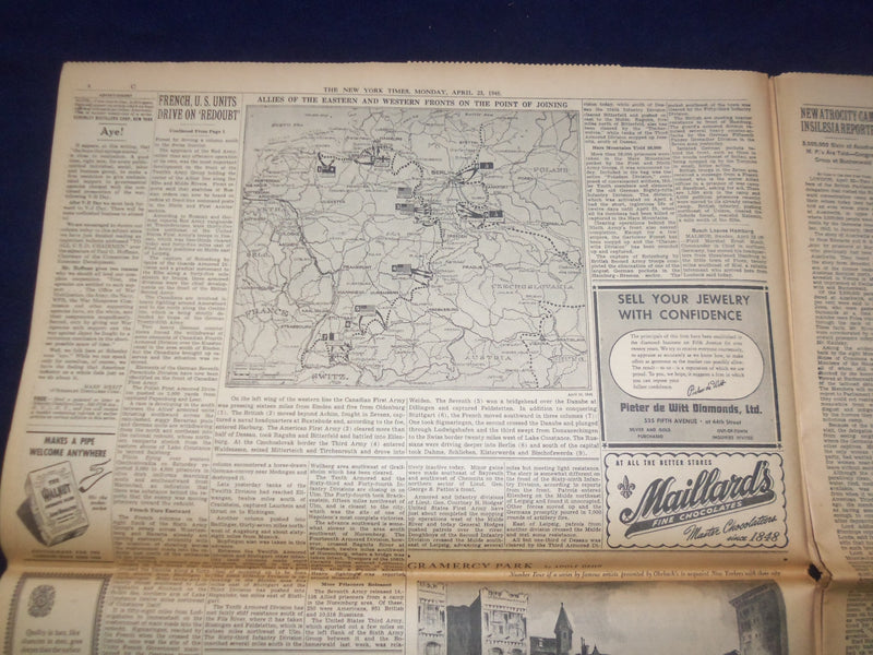1945 APRIL 23 NEW YORK TIMES - RUSSIANS WIN SIXTH OF BERLIN, 16 SUBURBS- NP 6700
