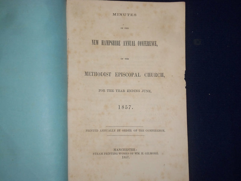 1857 NEW HAMPSHIRE METHODIST EPISCOPAL CHURCH REPORT - J 4602