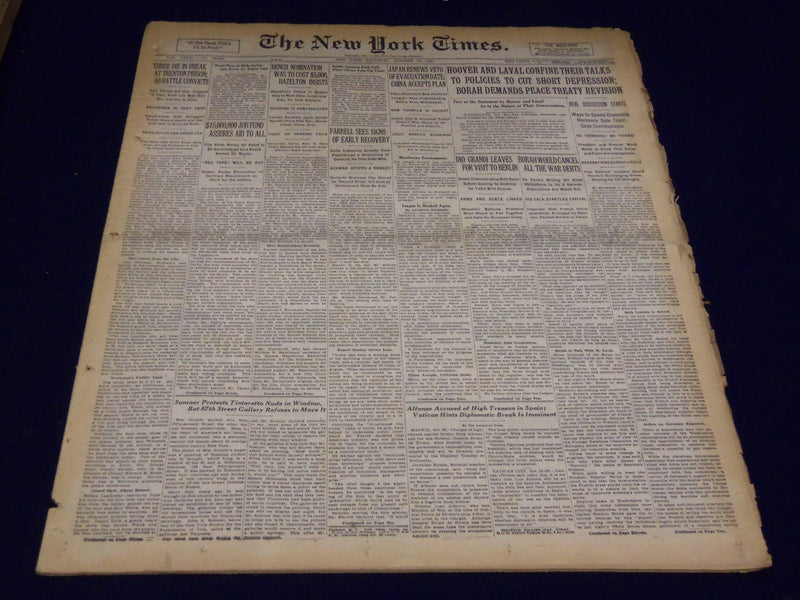 1931 OCTOBER 24 NEW YORK TIMES - TRENTON PRISON BREAK 3 DIE - NT 4148