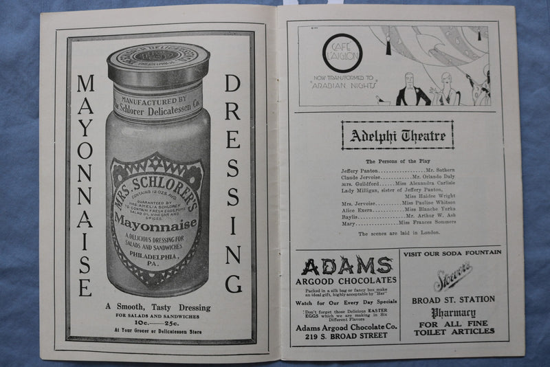1916 LYRIC & ADELPHI THEATRES PROGRAM - LOT OF 2 - K 2735