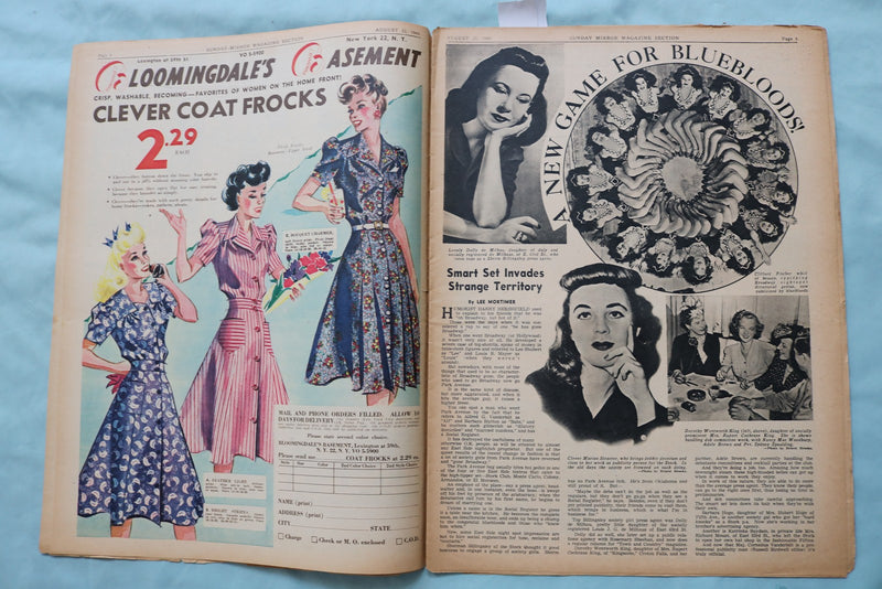 1943 AUG 22 SUNDAY MIRROR NEWSPAPER MAGAZINE SECTION-FLAME FOR FASCISTS -NP 9079