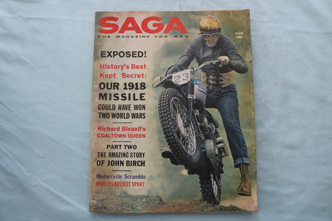 1961 AUGUST SAGA MAGAZINE - MOTORCYCLE SCRAMBLE COVER - E 26655