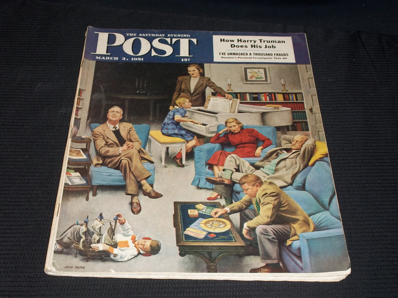 1951 MARCH 3 SATURDAY EVENING POST MAGAZINE NICE ILLUSTRATED COVER - E 1266