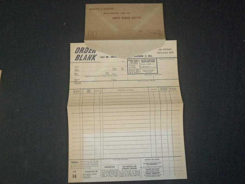 1948 ALLIED RADIO SPECIAL SUPPLEMENT NO. 116 & ENVELOPE - ST 997J