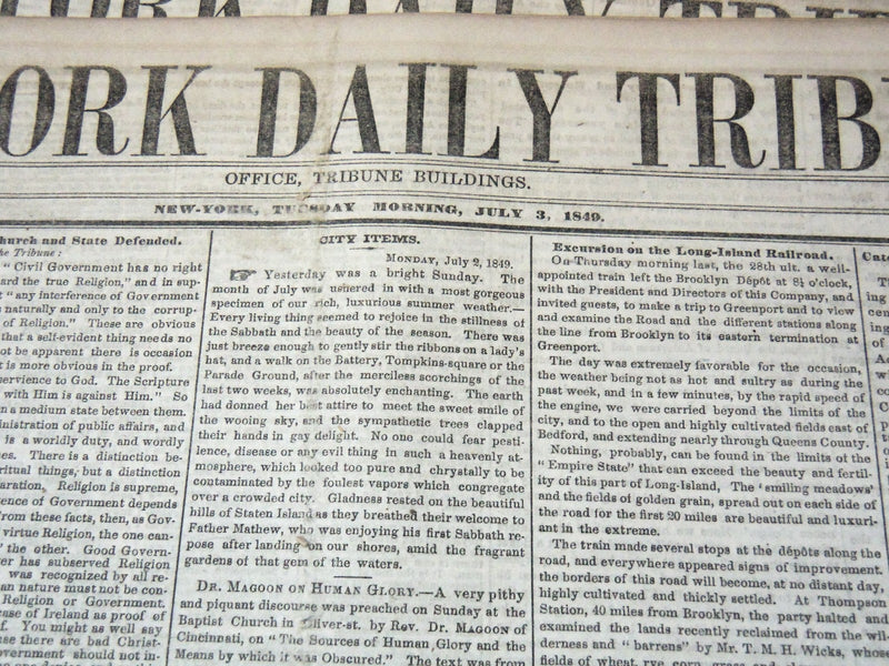 1849 JULY NEW YORK DAILY TRIBUNE NEWSPAPER LOT OF 22 ISSUES - NP 5839C