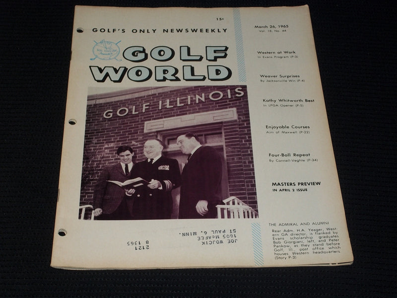 1965 MARCH 26 GOLF WORLD MAGAZINE - REAR ADM. H.A. YEAGER FRONT COVER - E 7322