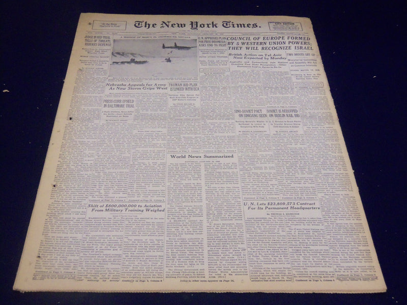1949 JANUARY 29 NEW YORK TIMES - COUNCIL TO RECOGNIZE ISRAEL - NT 3643