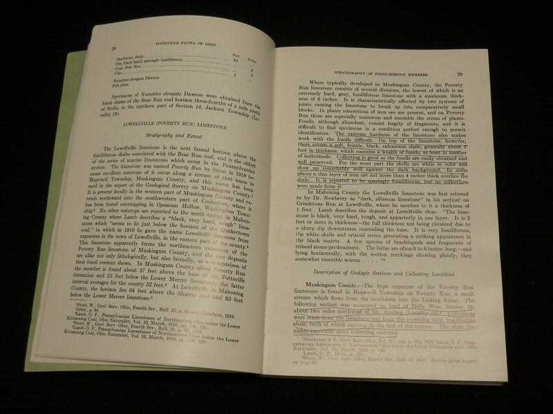 1966 POTTSVILLE FAUNA OF OHIO BOOK - GEOLOGICAL SURVEY OF OHIO - J 7049