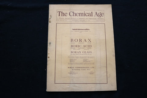 1922 OCTOBER 14 THE CHEMICAL AGE MAGAZINE - BORAX - BORIC ACIDE COVER - SP 4924P
