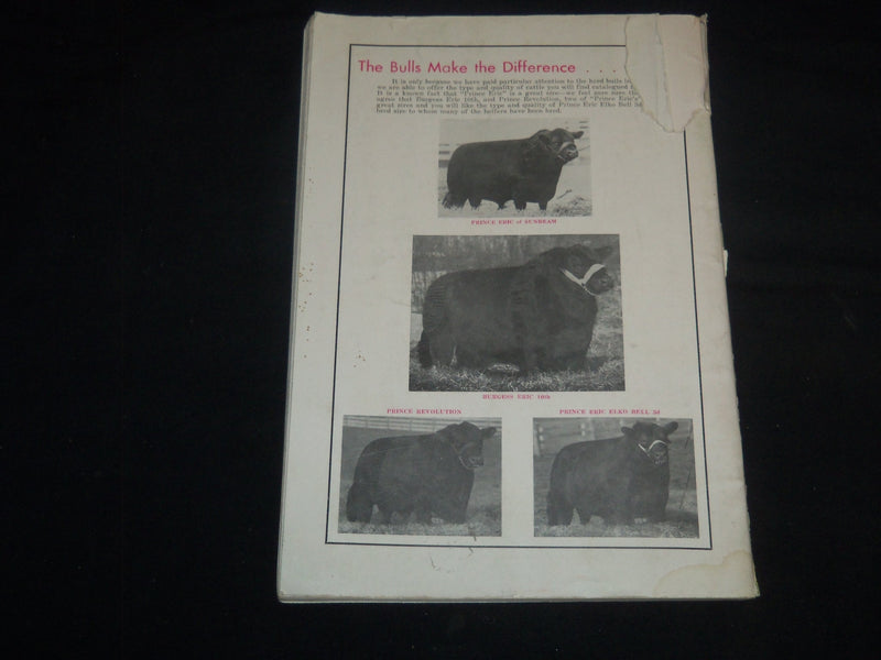 1952 ELKO BELL FARM PRODUCTION ABERDEEN-ANGUS BREEDERS' CATTLE CATALOG - J 9217