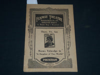 1920 FENWAY THEATRE PROGRAM - NORMA TALMADGE IN DAUGHTER OF TWO WORLDS - J 4080