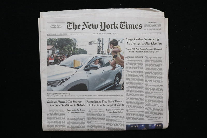 2024 SEP 7 NEW YORK TIMES - JUDGE PUSHES SENTENCING OF TRUMP TO AFTER ELECTION