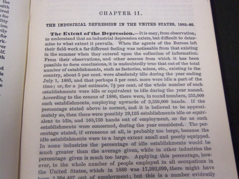1886 COMMISSIONER OF LABOR FIRST ANNUAL REPORT - INDUSTRIAL DEPRESSIONS- KD 3513