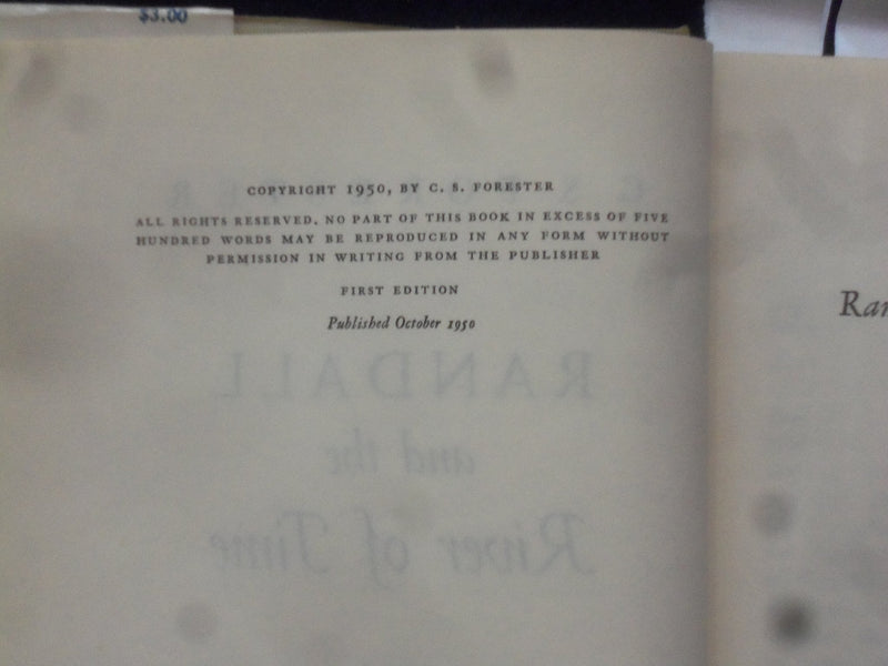 1950 RANDALL AND THE RIVER OF TIME HARDCOVER BOOK BY C.S. FORESTER - KD 8847
