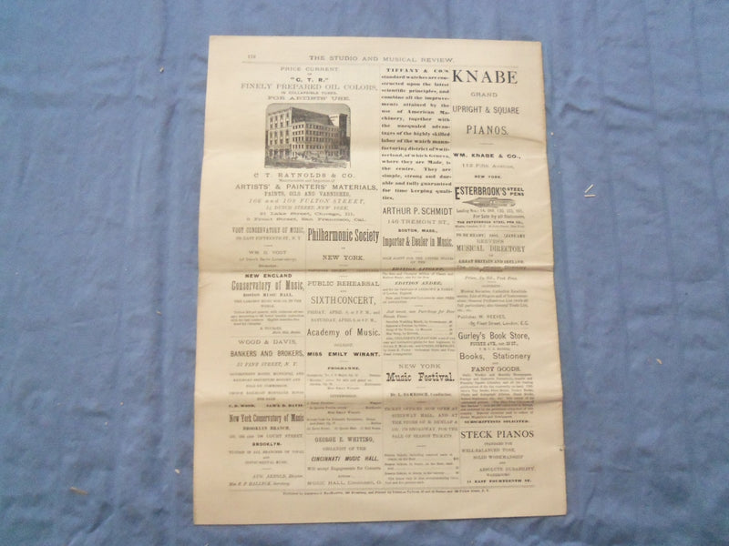 1881 THE STUDIO AND MUSICAL REVIEW NEWSPAPER - LOT OF 4 - NP 8416