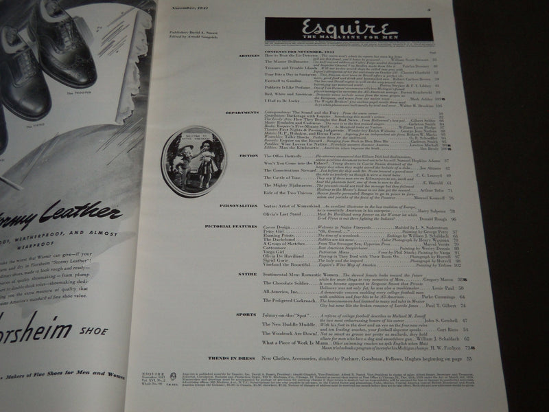 1941 NOVEMBER ESQUIRE MAGAZINE - VARGAS & PETTY ILLUSTRATIONS - ADS - ST 5043