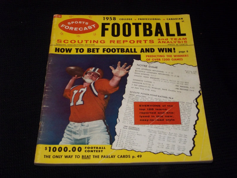 1958 SPORTS FORECAST FOOTBALL MAGAZINE - HOW TO BET FOOTBALL COVER - E 3628