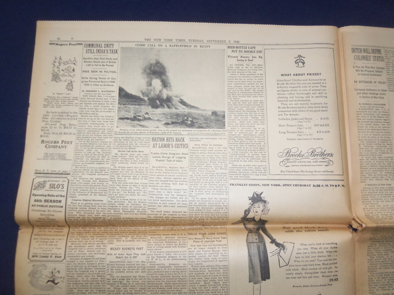 1942 SEP 8 NEW YORK TIMES-PRESIDENT TO CONGRESS: CURB PRICES OR I WILL - NP 6506