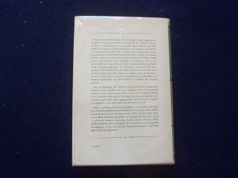 1958 PREGNANCY, BIRTH AND ABORTION HARDCOVER BOOK BY PAYL GEBHARD- KD 8610