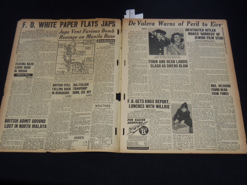 1941 DECEMBER 15 BOSTON AMERICAN NEWSPAPER - SUBS RAIDED HAWAII - NP 2151G