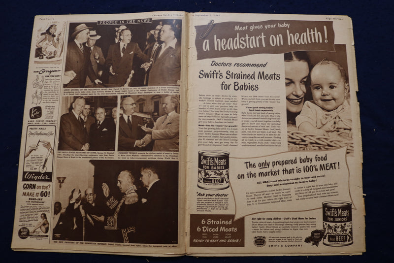 1947 SEPTEMBER 7 CHICAGO TRIBUNE MAGAZINE - RONALD REAGAN COVER - E 22845