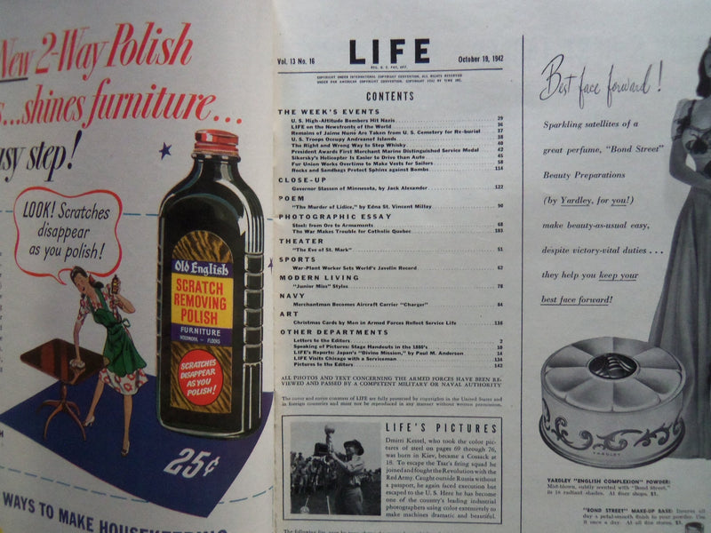 1942 OCTOBER 19 LIFE MAGAZINE - SANDBAGGED SPHINX - L 309