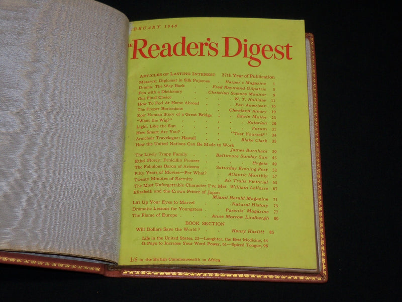 1948 FEBRUARY SOUTH AFRICAN READER'S DIGEST MAGAZINE - HARD BOUND - KD 6391