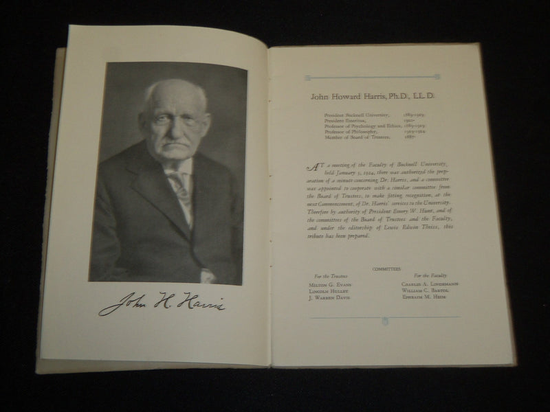 1924 JOHN HOWARD HARRIS AN APPRECIATION BUCKNELL UNIVERSITY BOOK - J 5284