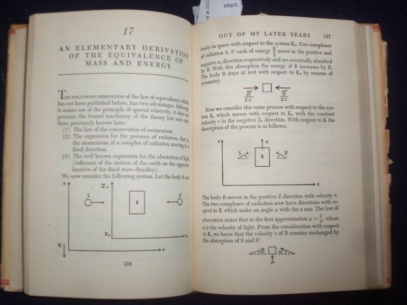 1950 OUT OF MY LATER YEARS HARDCOVER BOOK BY ALBERT EINSTEIN - KD 9115