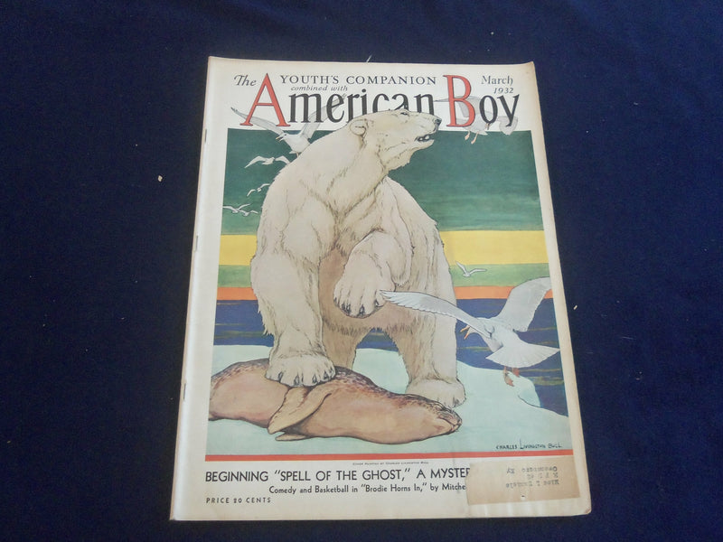 1932 MARCH AMERICAN BOY MAGAZINE - CHARLES LIVINGSTON BULL COVER - ST 7066