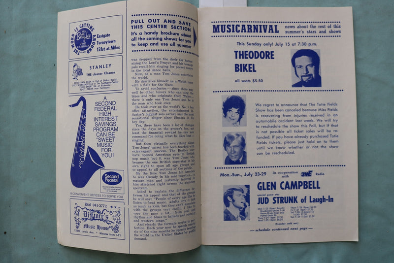 1973 TOM JONES MUSICARNIVAL PROGRAM - CLEVELAND, OHIO - K 3315