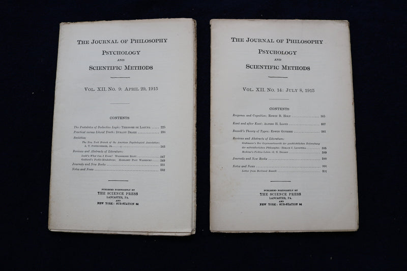 1915 THE JOURNAL OF PHILOSPHY AND SCIENTIFIC METHODS - LOT OF 14 - O 3354
