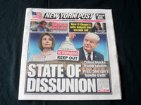2019 JANUARY 24 NEW YORK POST NEWSPAPER -STATE OF DISSUNION -PELOSI BLOCKS TRUMP