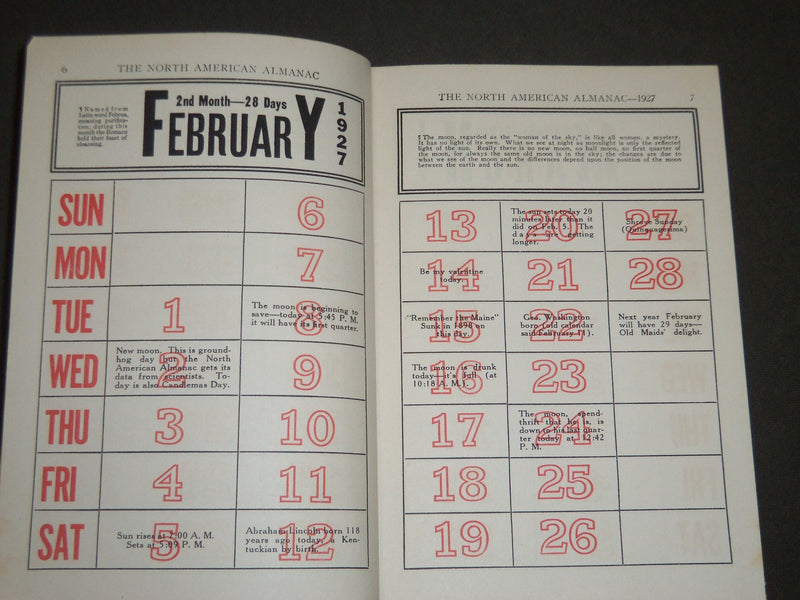 1927 THE NORTH AMERICAN ALMANAC BOOK - PHOTOS - NICE ADS - KD 5824