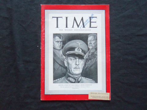 1941 JULY 14 TIME MAGAZINE - GENERAL WILHELM KEITEL - T 772